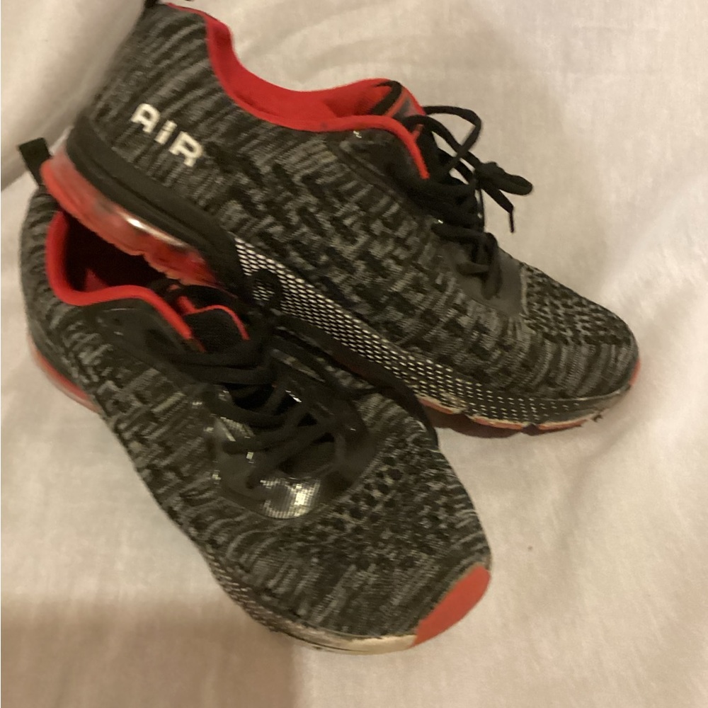 Men’s nylon, black and red athletic shoes